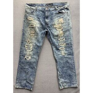 RocaWear Denim Jeans Men's Classic Fit Distressed Destroyed Blue Size 48X34 Y2K